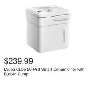 Costco Midea cube 50-pint smart dehumidifier with built-in pump offer