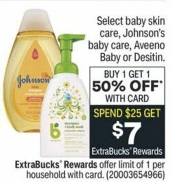 CVS Baby Skin Care, Johnson's Baby Care, Aveeno Baby Or Desitin offer
