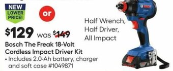 Lowe's Bosch The Freak 18-Volt Cordless Impact Driver Kit offer