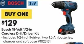 Lowe's Bosch 18-Volt 1/2-In Cordless Drill/Driver Kit offer