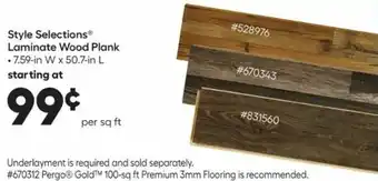 Lowe's Style Selections Laminate Wood Plank offer