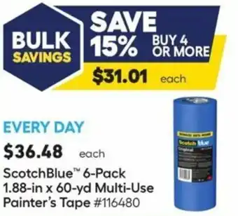 Lowe's ScotchBlue 6-Pack 1.88-in x 60-yd Multi-Use Painter's Tape 116480 offer