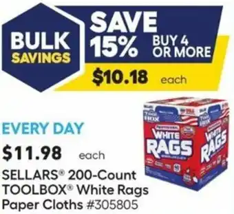 Lowe's Sellars 200-Count Toolbox White Rags Paper Cloths 305805 offer