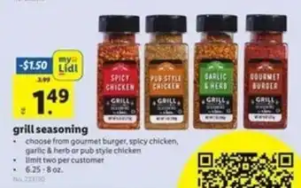 Lidl Grill Seasoning 6.25-8 oz offer