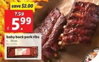 Lidl Baby Back Pork Ribs 24 oz offer