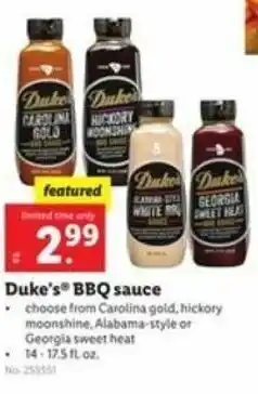 Lidl Duke's BBQ Sauce 14-17.5 oz offer