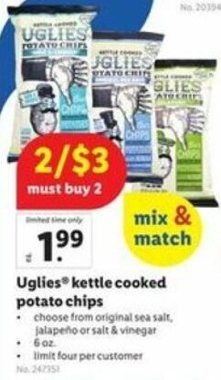 Lidl Uglies Kettle Cooked Potato Chips offer