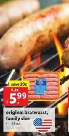 Lidl Original Bratwurst, Family Size 48 oz offer