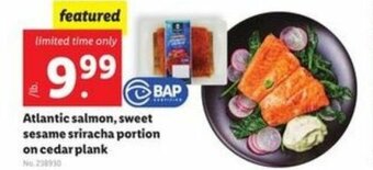 Lidl Atlantic Salmon, Sweet Sesame Sriracha Portion On Cedar Plank offer