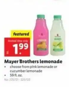 Lidl Mayer Brothers Lemonade offer