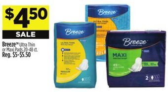Dollar General Breeze ultra thin or maxi pads offer
