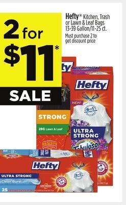 Dollar General Hefty® kitchen, trash or lawn & leaf bags offer