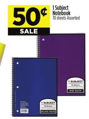 Dollar General 1 subject notebook offer