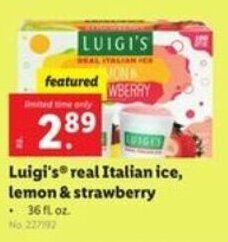 Lidl Luigi's Real Italian Ice, Lemon & Strawberry offer