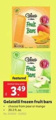 Lidl Gelatelli Frozen Fruit Bars offer
