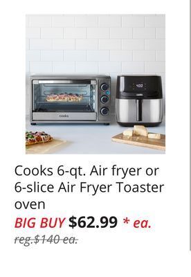 JC Penney Cooks 6-qt. air fryer or 6-slice air fryer toaster oven offer