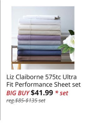 JC Penney Liz claiborne 575tc ultra fit performance sheet set offer