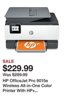 Office Depot Hp officejet pro 9015e wireless all-in-one color printer with hp+ (1g5l3a) offer