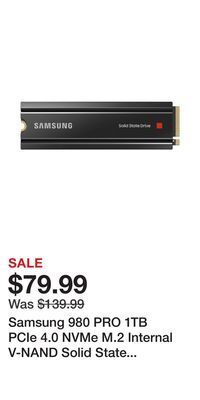 Game Stop Samsung 980 pro 1tb pcie 4.0 nvme m.2 internal v-nand solid state drive with heatsink playstation 5 compatible offer