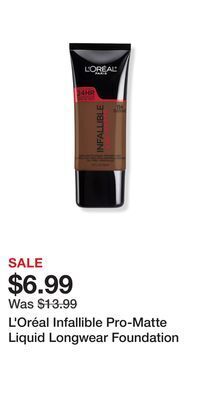 Ulta Beauty L'oréal infallible pro-matte liquid longwear foundation offer