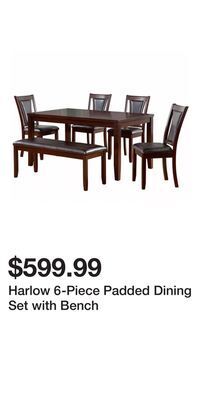 Big Lots Harlow 6-piece padded dining set with bench offer