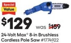 Lowe's Kobalt 24-Volt Max 8-in Brushless Cordless Pole Saw # 1774922 offer