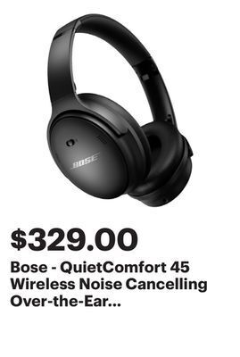 Best Buy Bose - quietcomfort 45 wireless noise cancelling over-the-ear headphones - triple black offer