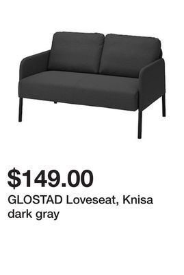Ikea Glostad loveseat, knisa dark gray offer