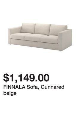 Ikea Finnala sofa, gunnared beige offer