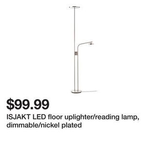 Ikea Isjakt led floor uplighter/reading lamp, dimmable/nickel plated offer
