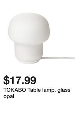 Ikea Tokabo table lamp, glass opal offer