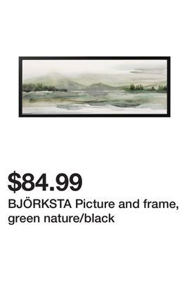 Ikea Björksta picture and frame, green nature/black offer