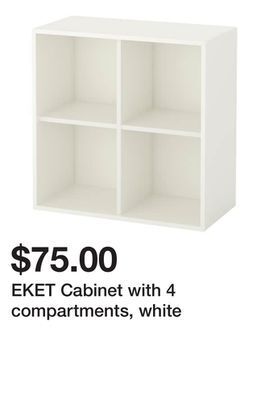 Ikea Eket cabinet with 4 compartments, white offer