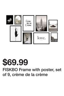 Ikea Fiskbo frame with poster, set of 9, crème de la crème offer