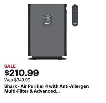 Best Buy Shark - air purifier 4 with anti-allergen multi-filter & advanced odor lock, 1,000 sq. ft. - charcoal gray offer