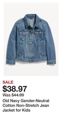 Old Navy Old navy gender-neutral cotton non-stretch jean jacket for kids offer