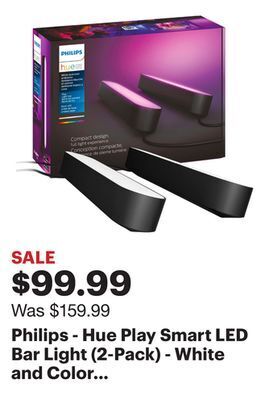 Best Buy Philips - hue play smart led bar light (2-pack) - white and color ambiance offer