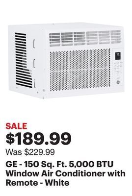 Best Buy Ge - 150 sq. ft. 5,000 btu window air conditioner with remote - white offer