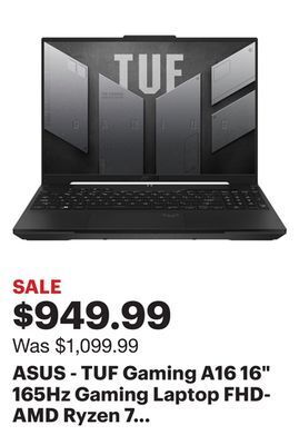 Best Buy Asus - tuf gaming a16 16 165hz gaming laptop fhd-amd ryzen 7 7735hs with 16gb ddr5 memory- radeon rx7600s 512gb pcie ssd - of offer