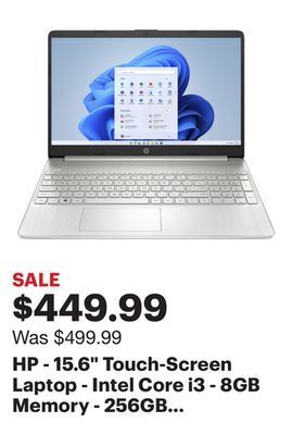 Best Buy Hp - 15.6 touch-screen laptop - intel core i3 - 8gb memory - 256gb ssd - natural silver offer