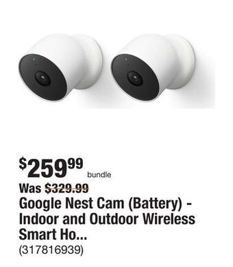 The Home Depot Google nest cam (battery) - indoor and outdoor wireless smart home security camera - 2 pack offer