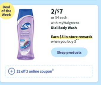 Walgreens Dial body wash offer