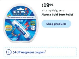 Walgreens Abreva cold sore relief offer