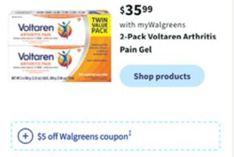 Walgreens 2-pack voltaren arthritis pain gel offer