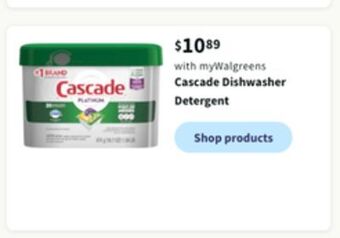 Walgreens Cascade dishwasher detergent offer