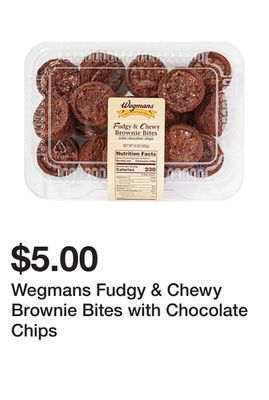 Wegmans Wegmans fudgy & chewy brownie bites with chocolate chips offer