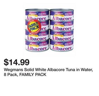 Wegmans Wegmans solid white albacore tuna in water, 8 pack, family pack offer