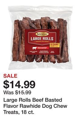 Tractor Supply Company Large rolls beef basted flavor rawhide dog chew treats, 18 ct. offer