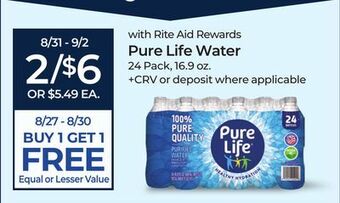 Rite Aid Pure life water offer