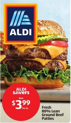 Aldi Fresh 80% lean ground beef patties offer